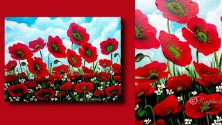 simple painting - acrylic painting tutorial - POPPY - step by step painting - easy painting - art