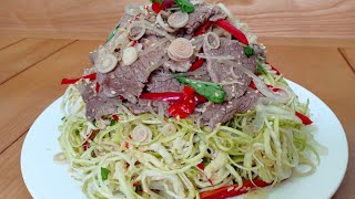 GỎI THỊT BÒ BẮP CHUỐI - Hướng dẫn cách làm nộm hoa chuối kết hợp thịt bò thơm ngon bổ dưỡng