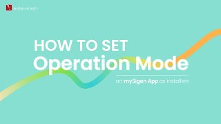 How to set operation mode on mySigen App?