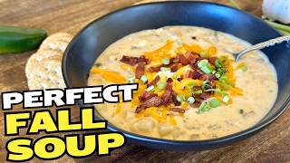 Cheesy Baked Potato Soup Recipe from Scratch - with a little extra SMOKY flavor!