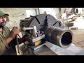 wonderful process of restoration heavy duty stone crusher gear box on lathe machine in local factory