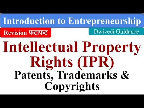 Intellectual Property Rights (IPR), Patents, Trademarks, Copyrights, Introduction to Entrepreneurship