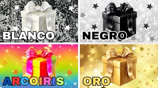 ELIGE 1 DE LOS 4 REGALOS 🎁🤍💛🖤🌈[+ ¡Cuidado con la trampa! 😱 | Quiz Divertido\