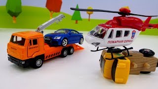 Helper Cars & toy helicopter. Toy cars for kids.
