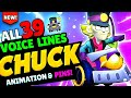 Brawl Stars CHUCK Voice Lines, ALL Animated Pins & Animations #brawltalk