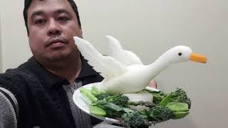 How to create white radish swan for center table decoration