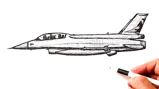 How to draw a Fighter Jet F 16 D