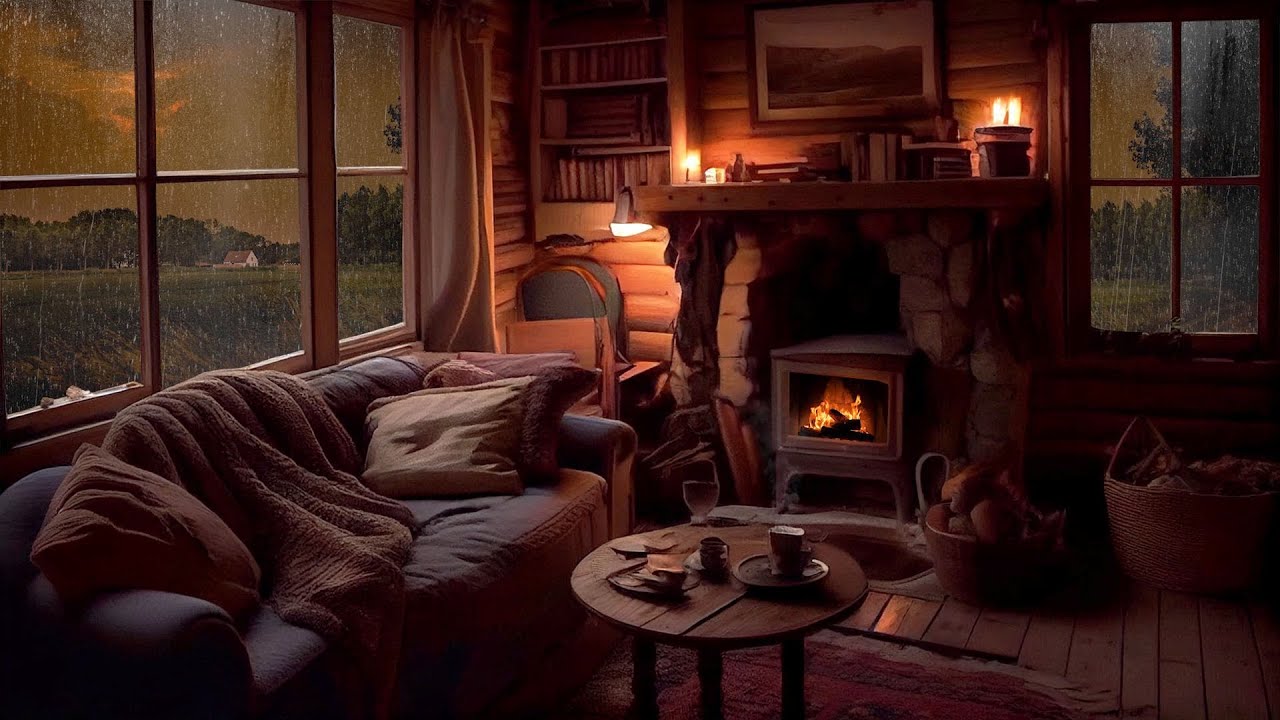 Cozy Cottage Ambience | Rain Sounds And Crackling Fireplace For ...