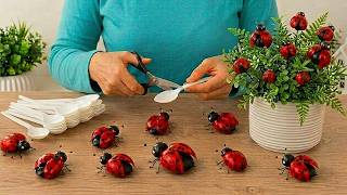 Turn Waste Disposable Spoons Into Cute Ladybug Decoration! 🐞Amazing DIY