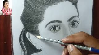 Rashmika Mandanna Drawing | Realistic face Shading | pancil sketch | @HappyArts41  |