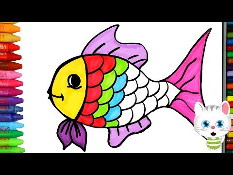 الرسم والتلوين للأطفال  كيفية رسم الكثير من الأسماك ة مع ميمي 