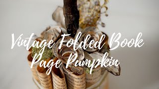 Vintage Folded Book Page Pumpkin