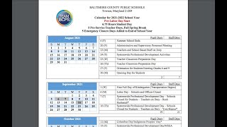 Checking the BCPS School Calendar for school closures & early dismissals