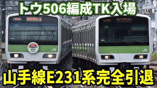 再UP版【完全引退！】山手線E231系500番台 トウ506編成が東京総合車両センターに入場