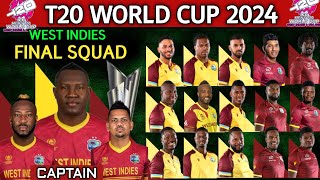 ICC T20 World Cup 2024 West Indies Team Final Squad Announced | WI Team Squad for World Cup 2024