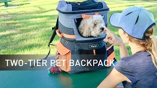 Could not be easier to bring pets out in one backpack! | FC1980 Two-Tier Pet Backpack | IBIYAYA