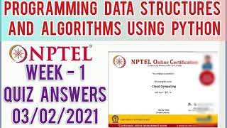 NPTEL 2021: Programming Data Structure and Algorithms Using Python Assignment 1 Week 1 Quiz Answers