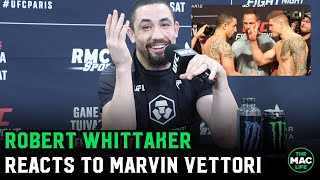 Robert Whittaker reacts to Marvin Vettori's handshake trick: 
