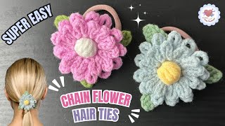 Super Easy‼️ Crochet Flower Hair Ties for Beginners  / Crochet Tutorial