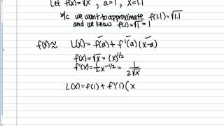 Linear Approximation and Error (Squareroot Function)