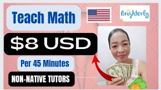 TEACH FROM HOME JOBS: 💵💰$8/45Minutes:BRIGHTERLY TUTORS  USA-BASED TUTORING SITE#teachfromhome