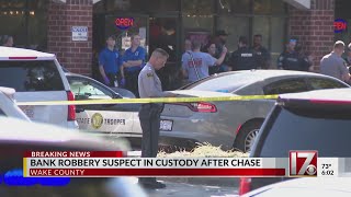 Bank robbery suspect caught after Wake County chase