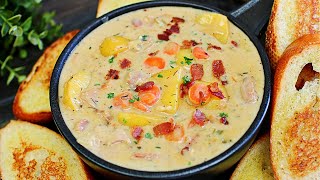 New England Creamy Clam Chowder Soup Recipe - Soooo Comforting!