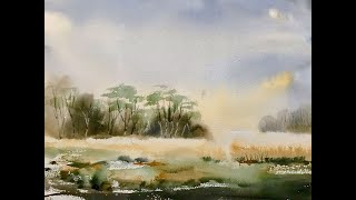 Hake watercolour landscape painting for beginners, learn to paint loose watercolor