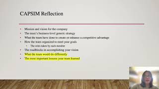 CAPSIM Reflection Do Differently and Lessons Learned DBA Audio&Video