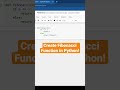 Create Fibonacci Function in Python! #shorts #python #programming #coding