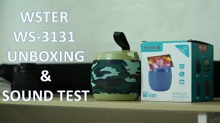 WSTER WS-3131 Camo Bluetooth Speaker Unboxing \u0026 Sound Test