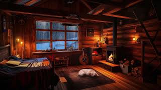 Cozy Cabin Ambience - Rain and Fireplace Sounds at Night 8 Hours for Sleeping, Reading, Relaxation