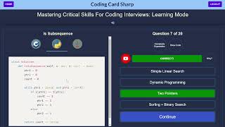 Is Subsequence Explained: Ace Your LeetCode Technical Interview With Coding Card Sharp