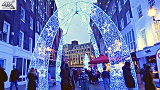 [4K]  London Walk - 🎄  Bustling Christmas Shopping and Lights on Oxford Street