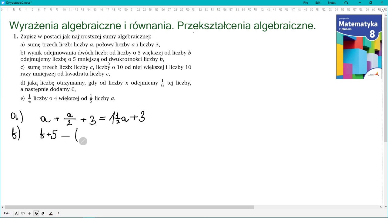 Zad. 1 Str. 47 WYRAŻENIA ALGEBRAICZNE I RÓWNANIA Matematyka Z Plusem 8 ...