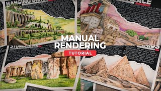 ARCHITECTURE MANUAL RENDERING - Alcohol Markers & Colored Pencils TUTORIAL
