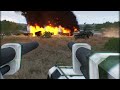 huge explosion ukrainian forces fire rockets at russian armored vehicles