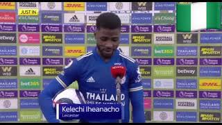 Kelechi Iheanacho emotional post match interview scoring hat trick Leicester vs Sheffield United