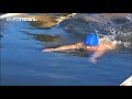 russian ice swimmers brave 10c temperatures