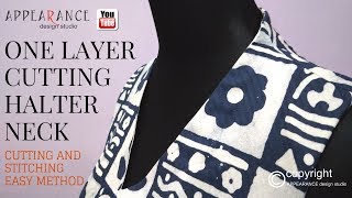 One Layer Cutting Halter V Neck Cutting And Stitching Easy Method ⭐sewing Tutorial Tip For Beginners