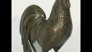 Bronze Rooster and Hen, Meiji Period Japan