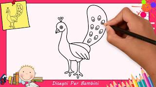 Come disegnare un pavone FACILE passo per passo per bambini – Disegno facile 3