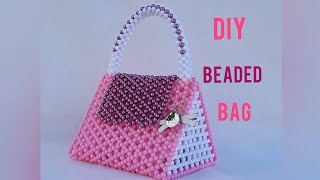 HOW TO MAKE A BEADED BAG/PURSE /PEARL BEADED BAG/TRIANGLE SHAPE BEAD BAG/ BEGINNER FRIENDLY