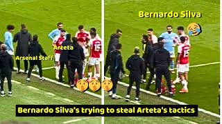 Bernardo Silva's funny action trying to steal Arteta's tactics in match Man City