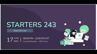 STARTERS 243 || Codechef contest LIVE || #codechef #coding #programming #contest