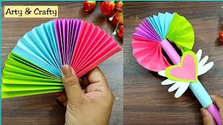 make cute paper fan by Moni art & Diy 🤔#life_hacks #shorts #tricks