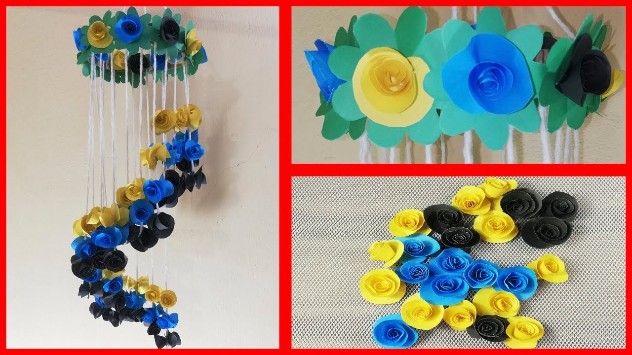 Paper Rose Flower Wall Hanging! Home Decor Ideas! Handicraft Project ...