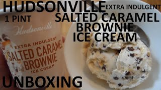 Unboxing Hudsonville Extra Indulgent Salted Caramel Brownie Ice Cream One Pint