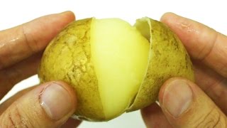 簡単！便利！じゃがいもの皮むき Cách lột vỏ khoai tây cực nhanh!! How to Peel Potato Fastest Way【ライフハック】便利裏技