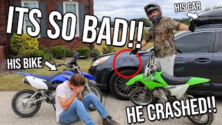 WE CRASHED INTO HIS CAR! *Dirt Bike FAIL*